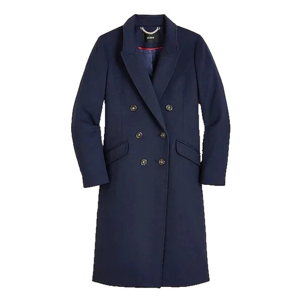 NWT J.Crew Double-breasted Topcoat in Navy Blue Italian Wool-cashmere Coat 6